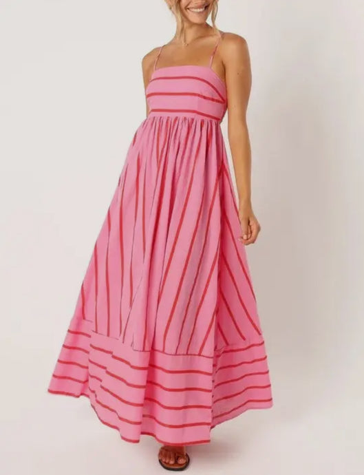Bubblegum Pink/Red Striped Dress