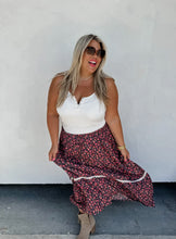 Load image into Gallery viewer, Charcoal or Olive Floral Maxi Skirt (2 colors)Limited Sizing