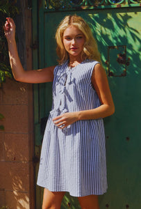 Black and White Striped Seersucker Dress