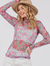 Load image into Gallery viewer, Pink Floral Mesh Top