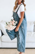 Load image into Gallery viewer, Blue Distressed Denim Overalls