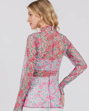 Load image into Gallery viewer, Pink Floral Mesh Top