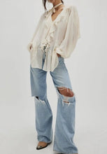 Load image into Gallery viewer, Ruffle Chiffon Top Cream