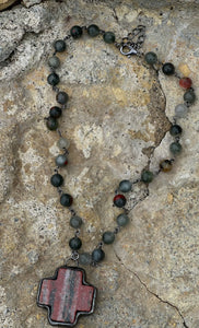 Red Soldered Cross Necklace