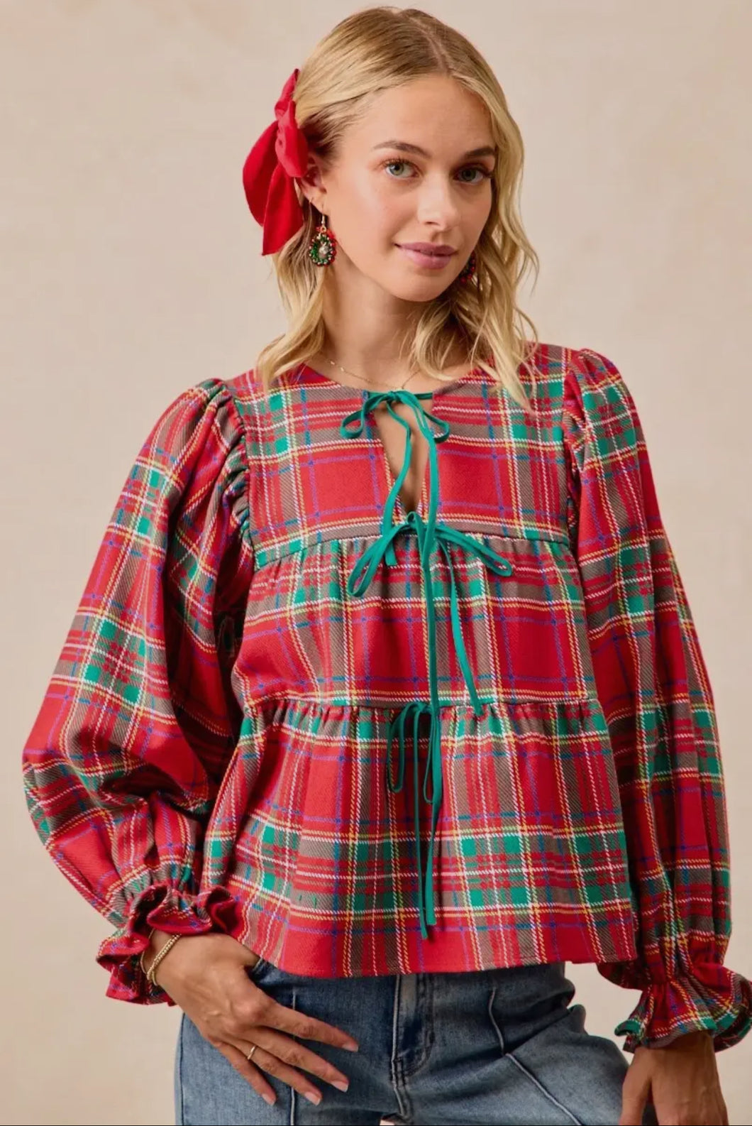 NEW Christmas Plaid Top