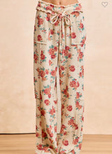 Load image into Gallery viewer, Cream Floral Waffle Wide Leg Pants