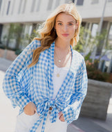 Chambray Checkered Chiffon Kimono