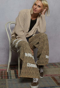 Latte Exaggerated Rosette Button Cardigan