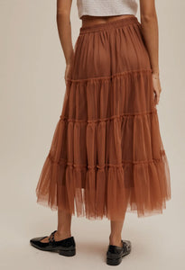 Maple Tulle Tiered Midi Skirt