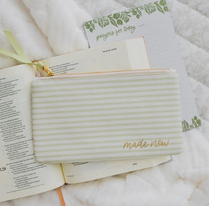 Green Stripe Made New Pouch