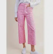 Pink Leopard Print Ankle Crop Pants