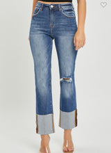Load image into Gallery viewer, High Rise Wide Cuffed Straight Jeans