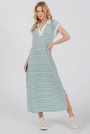Knit Dress With Collard V-Neck