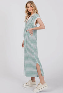 Knit Dress With Collard V-Neck