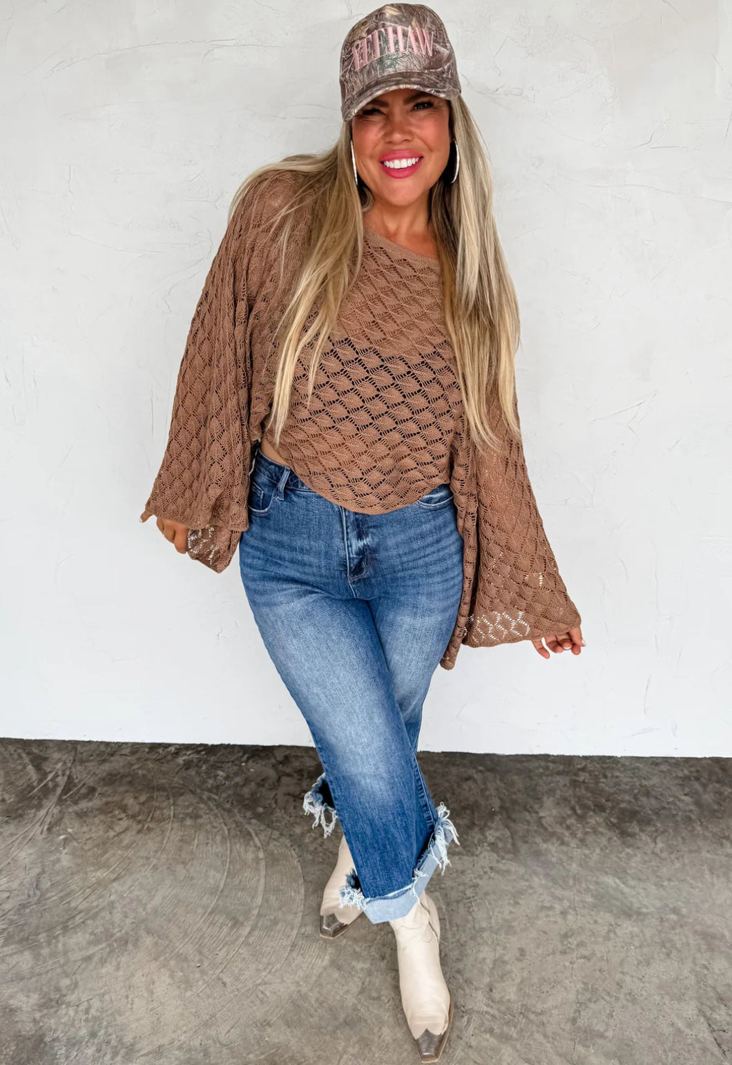 Brown Bell Sleeve Top