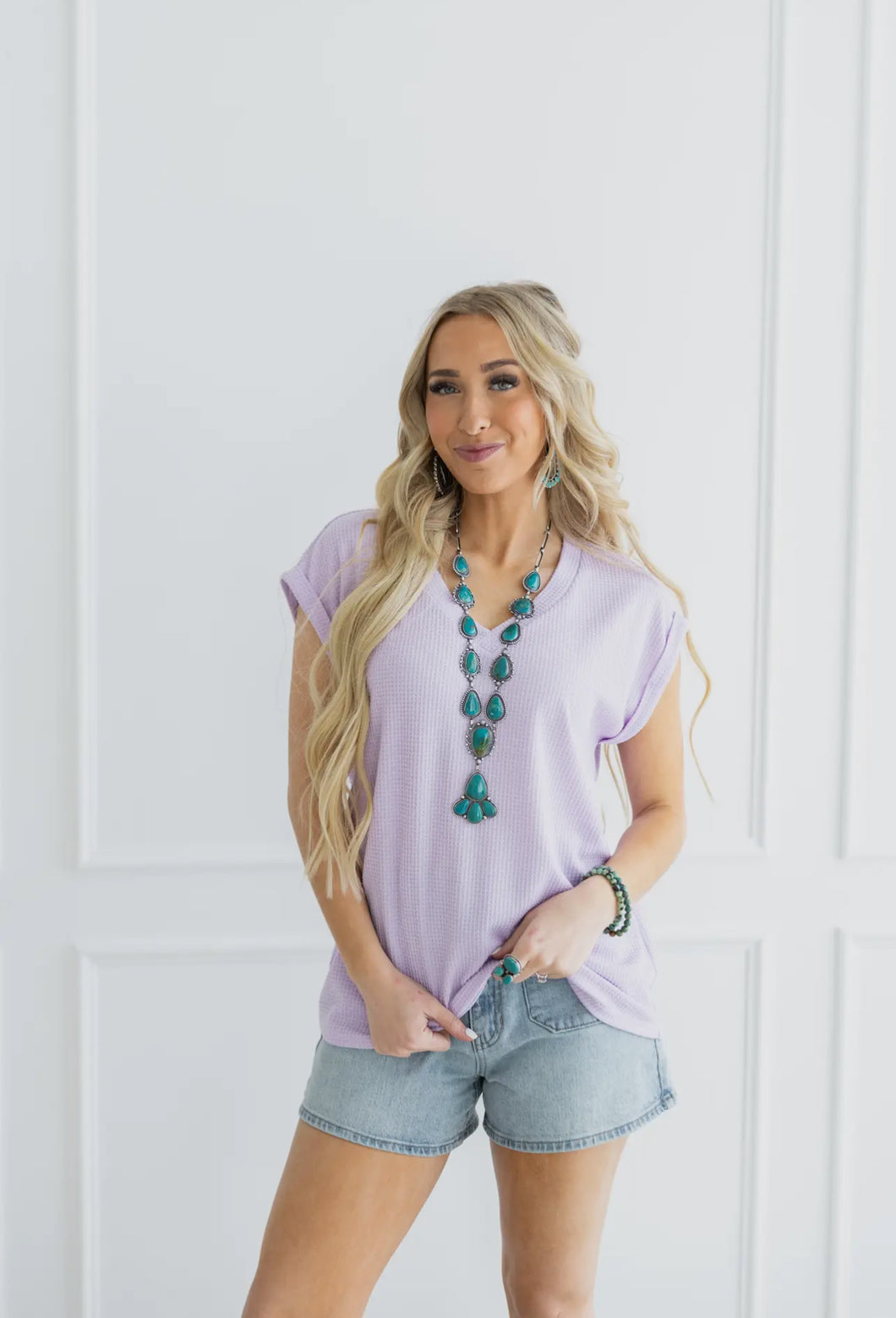 V-Neck Two Toned Top (2 Color Options)