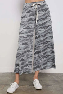 Camo Printed Wide Leg Pants