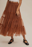 Maple Tulle Tiered Midi Skirt