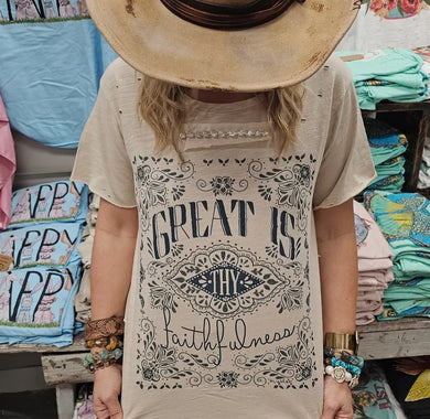 Great Is Thy Faithfulness Tattered Tee (can be reordered)