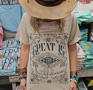 Great Is Thy Faithfulness Tattered Tee (can be reordered)