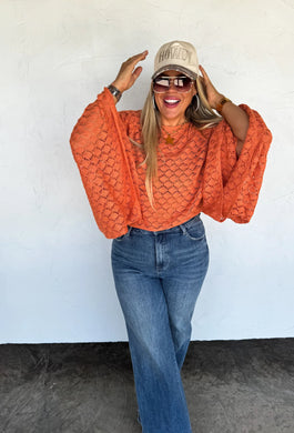Orange Bell Sleeve Top