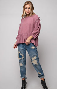 Rayon Gauze Ruffle Bottom Top