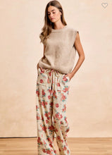 Load image into Gallery viewer, Cream Floral Waffle Wide Leg Pants