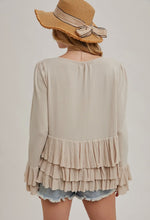 Load image into Gallery viewer, Ruffle Front Tie Bell Sleeve Cardigan