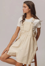 Load image into Gallery viewer, Oatmeal Back Patch Pocket Lace Overalls