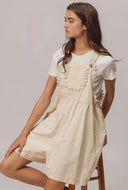 Oatmeal Back Patch Pocket Lace Overalls