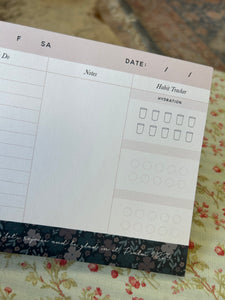 Weekly Agenda Notepad - Teal Floral
