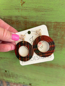 Plaid Circle Earrings