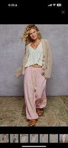 Latte Exaggerated Rosette Button Cardigan